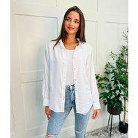 White Linen Blend Shirt Size 18