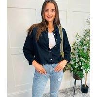Black Linen Blend Shirt Size 22