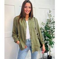 Khaki Linen Blend Shirt Size 24