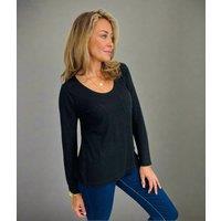 Black Linen Blend Scoop Neck Top Size 10