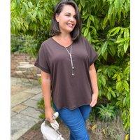 Chocolate Ribbed Necklace Top Size One size