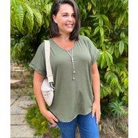 Khaki Ribbed Necklace Top Size One size