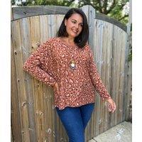 Rust Fine Knit Leopard Necklace Top Size One size