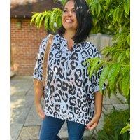 Ivory Notch Neck Leopard Print Blouse Size One size