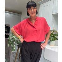 Red Anika Oversized Short Sleeve Blouse Size 10