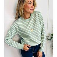 Green Striped Button Shoulder Sweatshirt Size 20/22