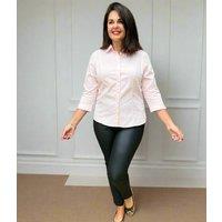 Powder Pink Cotton Rich Fitted Shirt Size 18