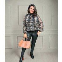 Abstract Animal Print Blouson Top Size 14/16