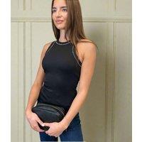 Black Embellished High Neck Vest Top Size 6