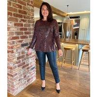 Gold Sparkle Cowl Back Tunic Top Size 10