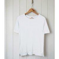 White Linen Blend Crew Neck Top Size 8