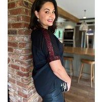 Red Sequin Trim Top Size 18