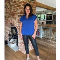 Blue Chiffon Pleated Top Size 20