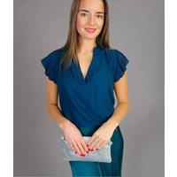 Navy Chiffon Pleated Top Size 20