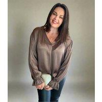 Mocha Satin Popover Top Size One Size