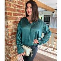 Green Satin Popover Top Size One Size