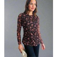 Black Floral Winnie Mesh Top Size 10