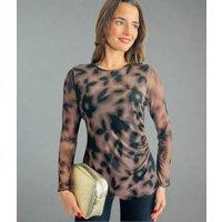 Mocha Floral Winnie Mesh Top Size 12