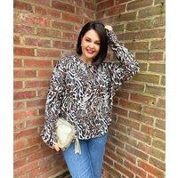 Oversized Leopard Print Batwing Top Size 10