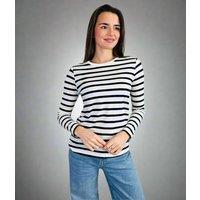 Black & White Striped Cotton Long Sleeve Top Size 24