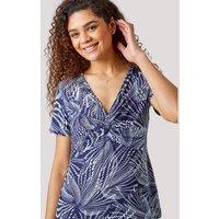 Navy Abstract Twist Front Top Size 12