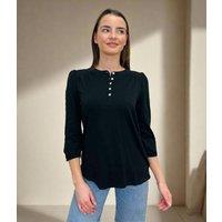 Black Long Sleeve Henley Top Size 8