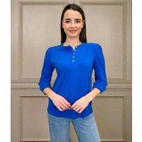 Blue Long Sleeve Henley Top Size 18