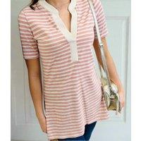Oatmeal Metallic Stripe Tunic Top Size 8/10