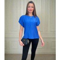 Blue Short Sleeve Textured Blouse Size 10