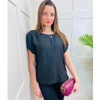 Black Short Sleeve Textured Blouse Size 12