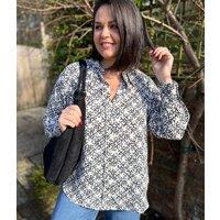 Ecru Dash Print Becca Shirt Size 12