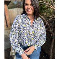 Navy Abstract Print Becca Shirt Size 14