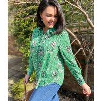 Green Leopard Print Becca Shirt Size 20