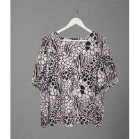 Black Abstract Print Puff Sleeve Blouse Size 22