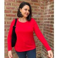 Red Long Sleeve Cotton Top Size 20