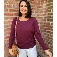 Burgundy Long Sleeve Cotton Top Size 6