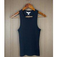 Black Ribbed Vest Top Size 8