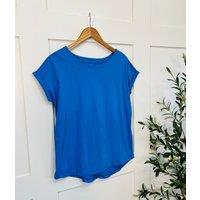 Royal Blue Cap Sleeve Cotton T Shirt Size 16