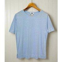 Blue Linen Blend Crew Neck Top Size 14