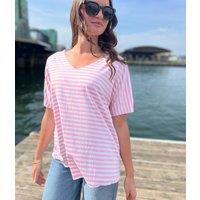 Pale Pink Italian Collection Striped T Shirt Size One Size