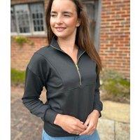 Black Casual Luxe Zip Top Size 16/18