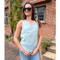 Sage Dobby Sleeveless Blouse Size 10