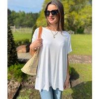 White Lace Flower Detail T Shirt Size One Size