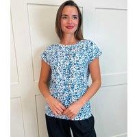 Blue Print Cotton Cap Sleeve Top Size 20
