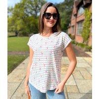 Grey Cocktail Print Striped Top Size 10