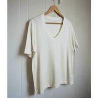 Ivory Cotton Modal Slouch V-Neck T-Shirt Size 20/22 Petite