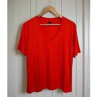 Orange Cotton Modal Slouch V-Neck T-Shirt Size 22/24