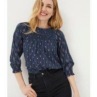 Navy Tamer Ikat Blouse Size 6