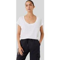 White Hari Cotton Slub Scoop Neck T-Shirt Size 12/14