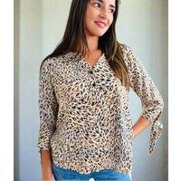 Animal Print Popover Blouse Size 16/18